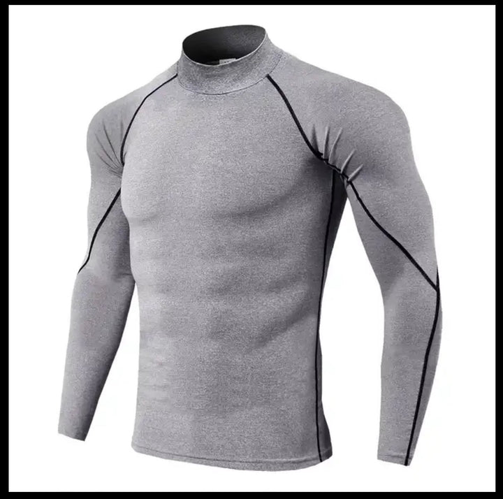 Men High Neck Long Sleeve Compression Shirt