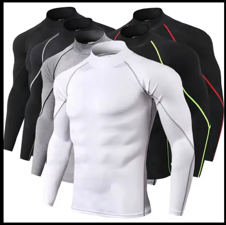 Men High Neck Long Sleeve Compression Shirt