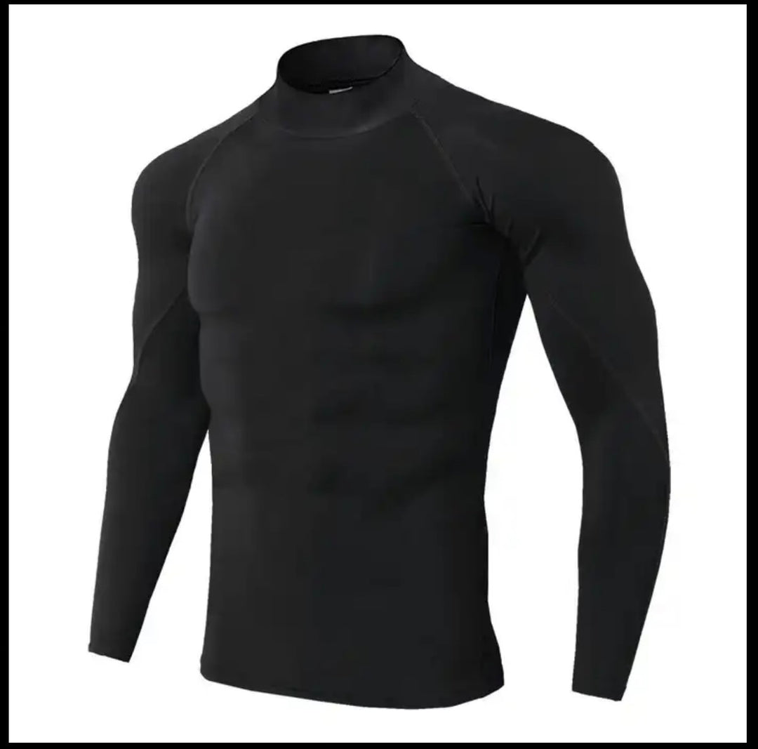 Men High Neck Long Sleeve Compression Shirt