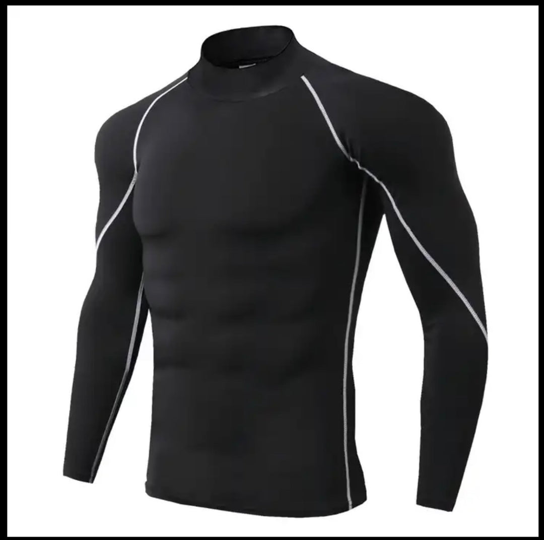 Men High Neck Long Sleeve Compression Shirt