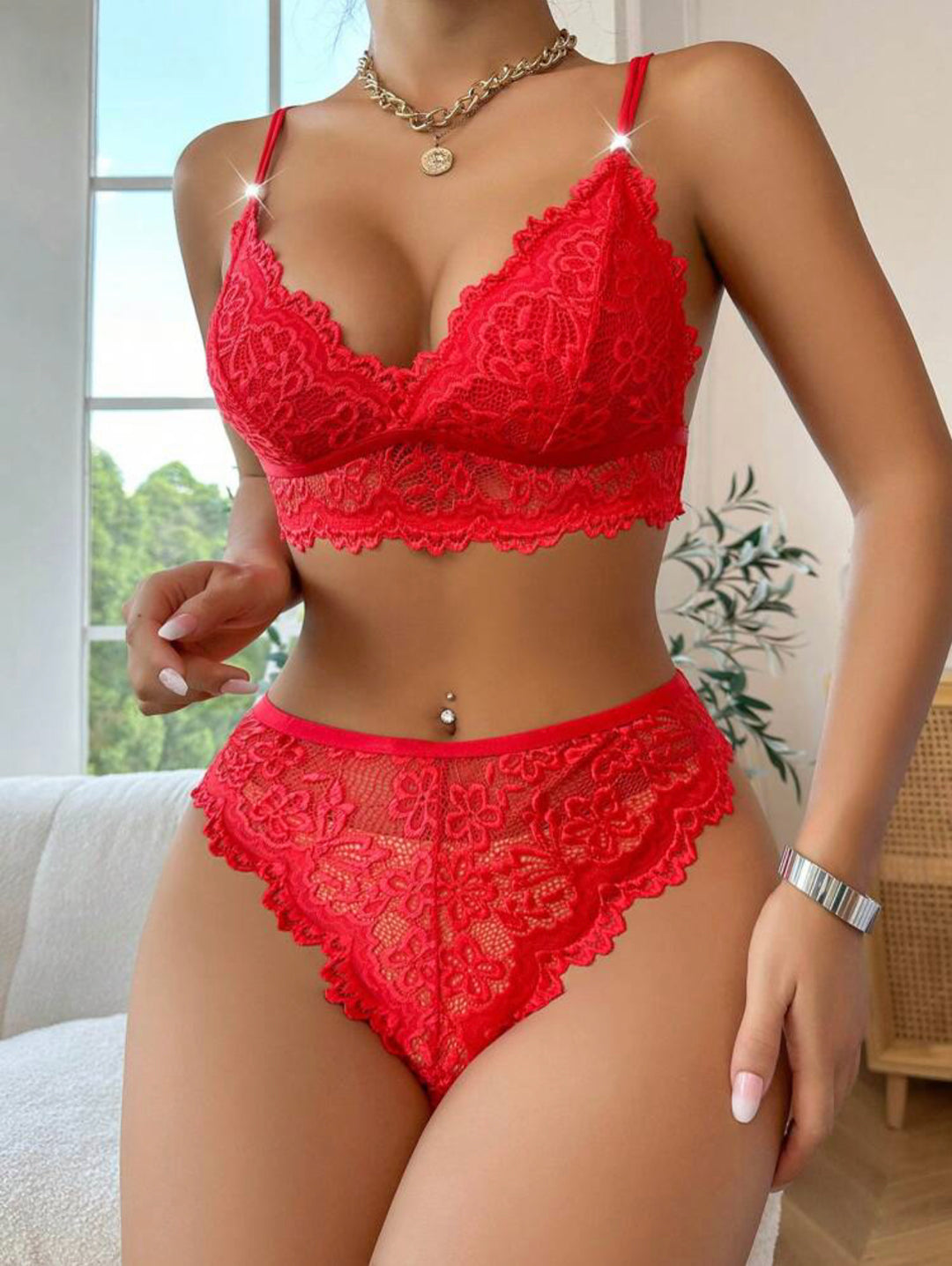 Butterfly Embroidery floral lace Lingerie Sets