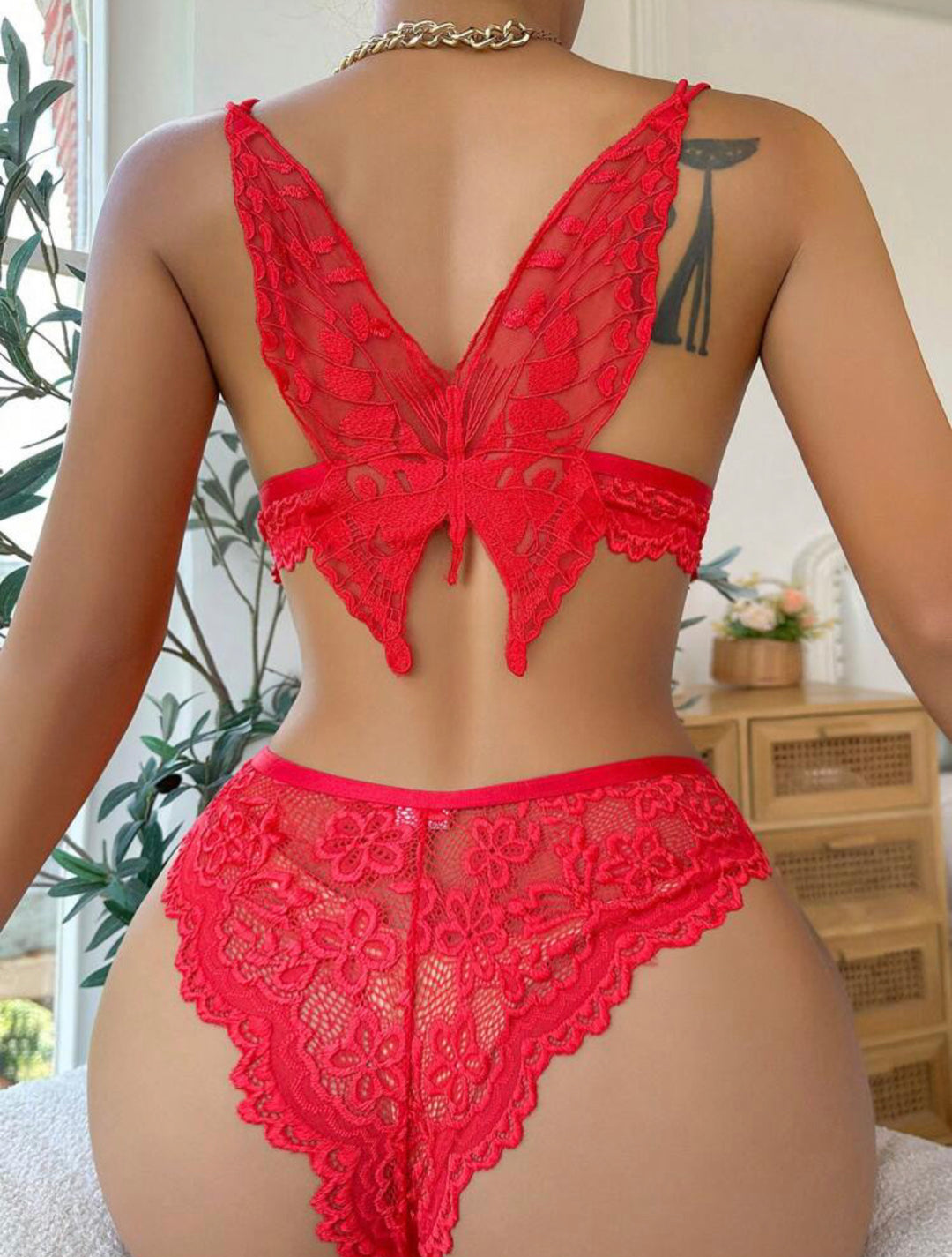 Butterfly Embroidery floral lace Lingerie Sets